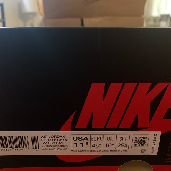 Air Jordan 1 Retro High Royal Toe sz 11.5 - Picture 5 of 5